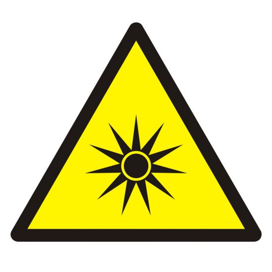 Znak BHP - ostrzeżenie przed promieniowaniem optycznym