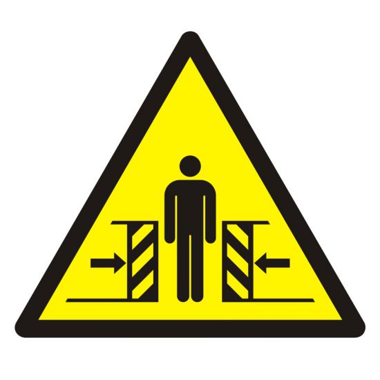 Znak BHP - ostrzeżenie przed zgnieceniem bocznym