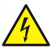 Znak BHP - ostrzeżenie przed napięciem elektrycznym