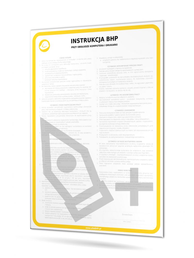 Rozszerzenie/przebudowa zakupionej instrukcji BHP