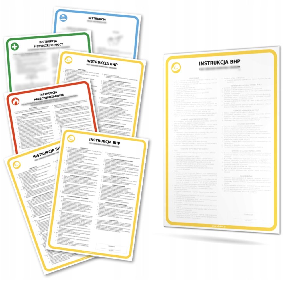 Zestaw 7 instrukcji BHP i PPOŻ do biura (planszowe)