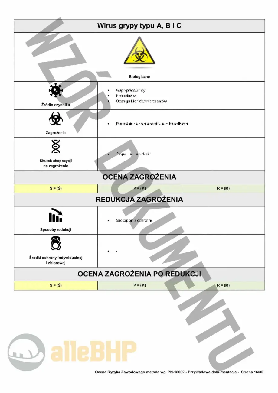 Jak wygląda ocena ryzyka zawodowego - przykładowa dokumentacja 9
