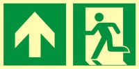 Znak kierunek do wyjścia ewakuacyjnego - w górę (lewostronny)
