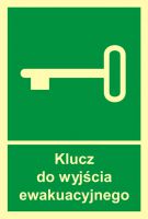 Znak klucz do wyjścia ewakuacyjnego