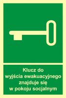 Znak klucz do wyjścia ewak. znajduje się w pok. socjalnym