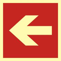 Znak kierunek do miejsca rozmieszczenia sprzętu pożarniczego lub urządzenia ostrzegającego
