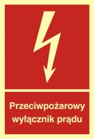 Znak przeciwpożarowy wyłącznik prądu