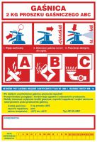 Naklejka na gaśnicę - gaśnica 2 kg proszku gaśniczego ABC