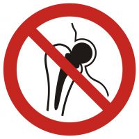 Znak zakaz wstępu osobom z implantami