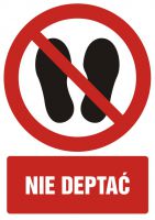 Znak zakaz deptania z opisem