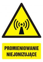 Znak promieniowanie niejonizujące z opisem