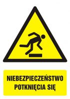 Znak niebezpieczeństwo potknięcia się z opisem