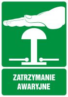 Znak zatrzymanie awaryjne z opisem