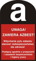 Znak UWAGA! Zawiera azbest!
