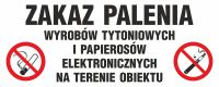 Tabliczka zakaz palenia wyrobów tytoniowych i papierosów elektronicznych na terenie obiektu