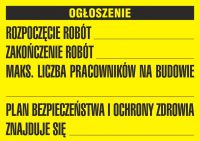 Tablica budowlana tablica informacyjna - ogłoszenie