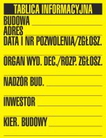 Tablica budowlana tablica informacyjna 1 kolor