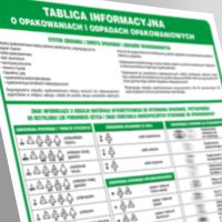 Znak tablica informacyjna o opakowaniach i odpadach opakowaniowych