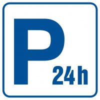 Znak parking płatny - czynny całą dobę