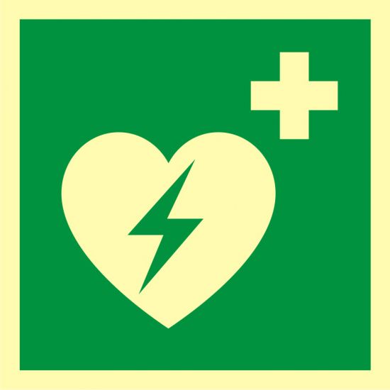 Znak ewakuacyjny - defibrylator (AED)