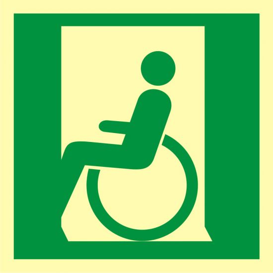 Znak ewakuacyjny - drzwi ewakuacyjne dla niepełnosprawnych w lewo