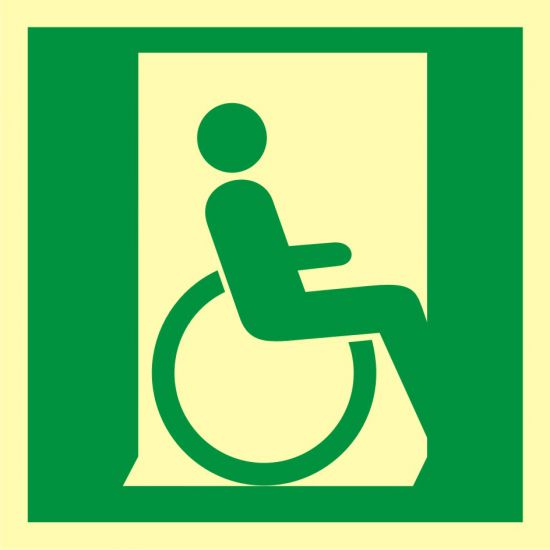 Znak ewakuacyjny - drzwi ewakuacyjne dla niepełnosprawnych w prawo