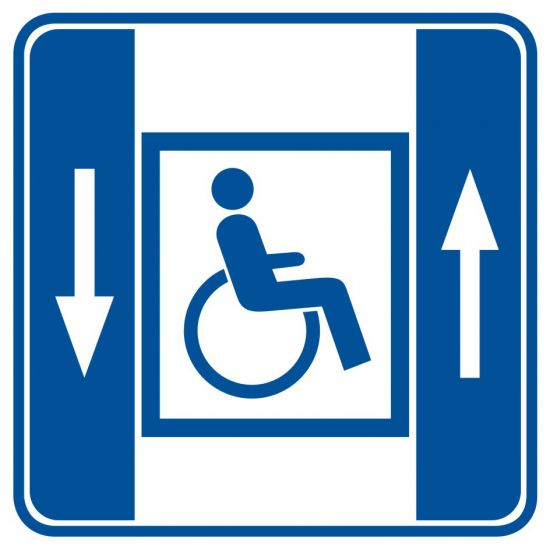 Piktogram - dźwig dla niepełnosprawnych