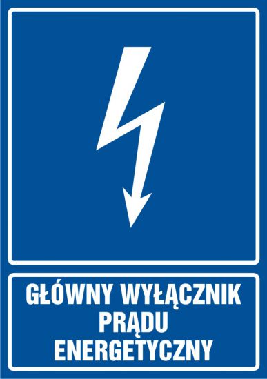 Znak elektryczny - główny wyłącznik energetyczny prądu - pionowy