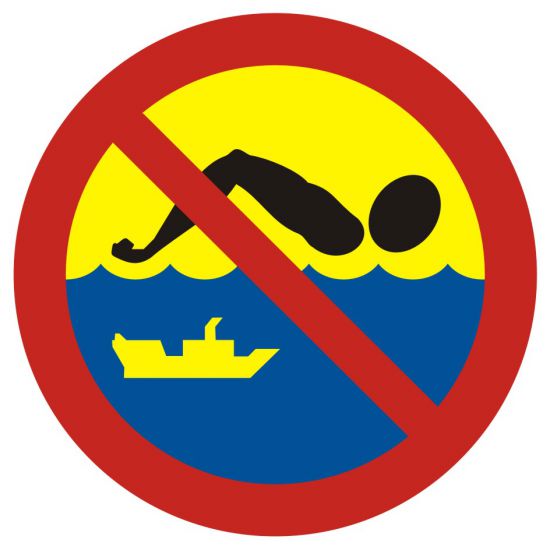 Tablica - kąpiel zabroniona - szlak żeglugowy