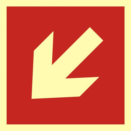 Znak przeciwpożarowy - kierunek do miejsca rozmieszczenia sprzętu pożarniczego lub urządzenia ostrzegającego 2