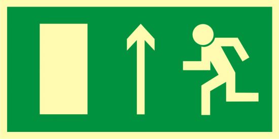 Znak ewakuacyjny - kierunek do wyjścia drogi ewakuacyjnej w górę