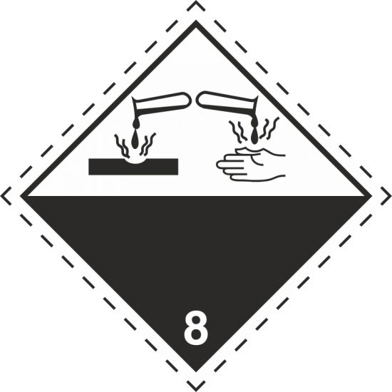 Znak BHP - materiały żrące