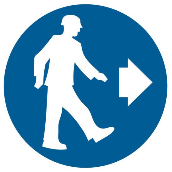 Znak BHP - nakaz kierunku przejścia