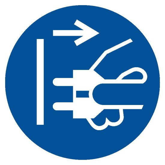 Znak BHP - nakaz odłączenia urządzenia od sieci elektrycznej