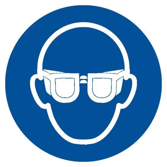Znak BHP - nakaz stosowania ochrony oczu
