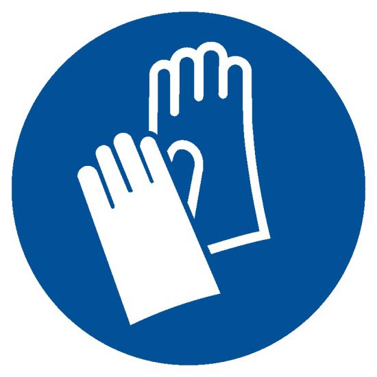 Znak BHP - nakaz stosowania ochrony rąk