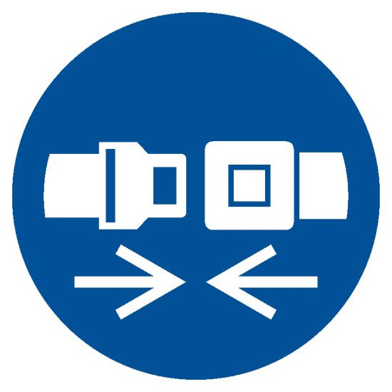 Znak BHP - nakaz stosowania pasów bezpieczeństwa