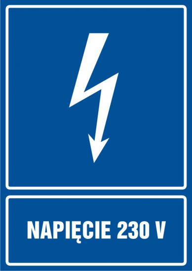 Znak elektryczny - napięcie 230 V - pionowy