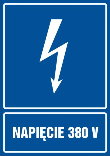 Znak elektryczny - napięcie 380V - pionowy