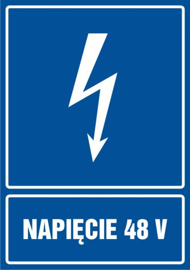 Znak elektryczny - napięcie 48V - pionowy