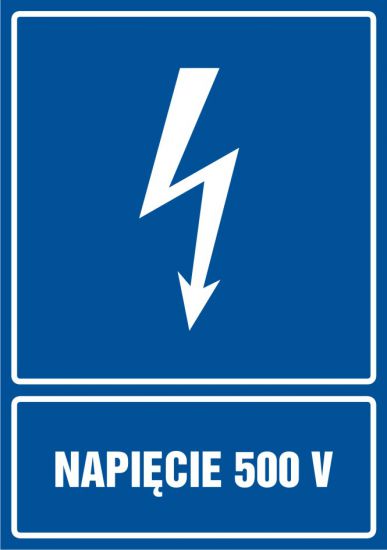 Znak elektryczny - napięcie 500V - pionowy