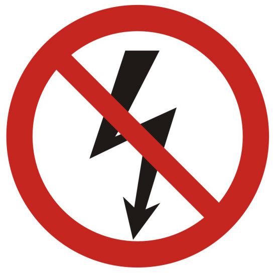 Znak BHP - nie załączać urządzeń elektrycznych