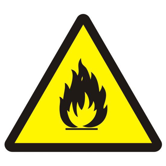 Znak przeciwpożarowy - niebezpieczeństwo pożaru - materiały łatwopalne