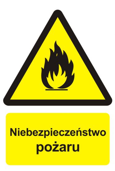 Znak przeciwpożarowy - niebezpieczeństwo pożaru - materiały łatwopalne2