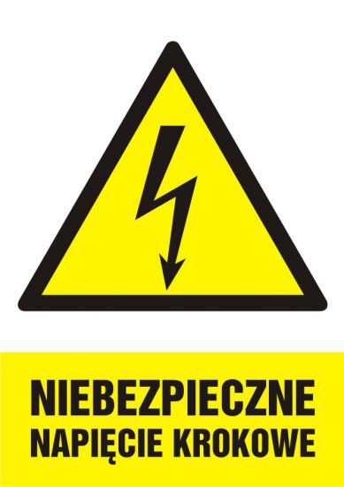 Znak elektryczny - niebezpieczne napięcie krokowe - pionowy