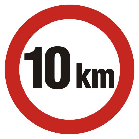 Znak - ograniczenie prędkości 10km