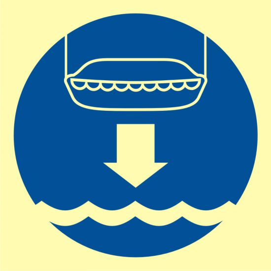 Znak morski - opuścić na wodę łódź ratunkową