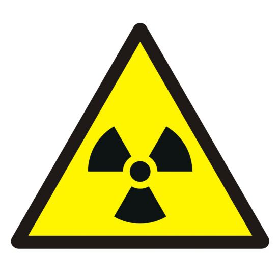 Znak BHP - ostrzeżenie przed materiałem radioaktywnym lub promieniowaniem jonizującym