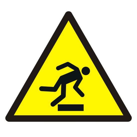 Znak BHP - ostrzeżenie przed niebezpieczeństwem potknięcia się