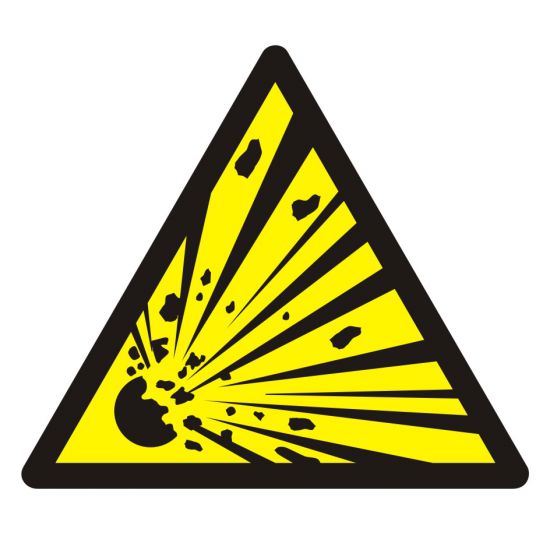 Znak BHP - ostrzeżenie przed niebezpieczeństwem wybuchu